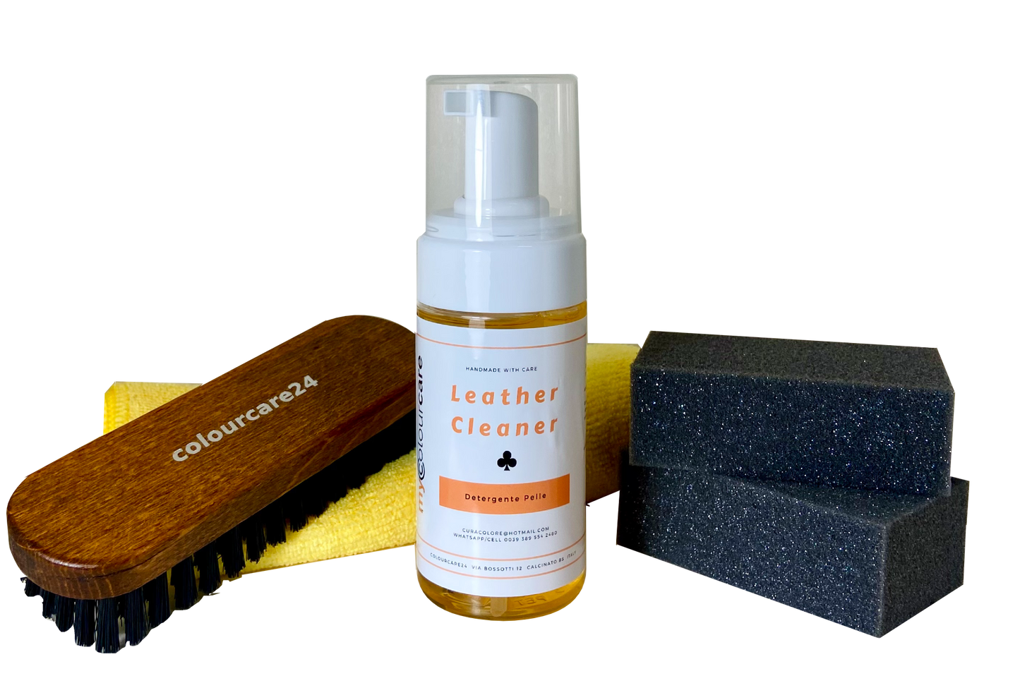 Kit Detergente Restauro Pelle - 130 ml - con Spazzola