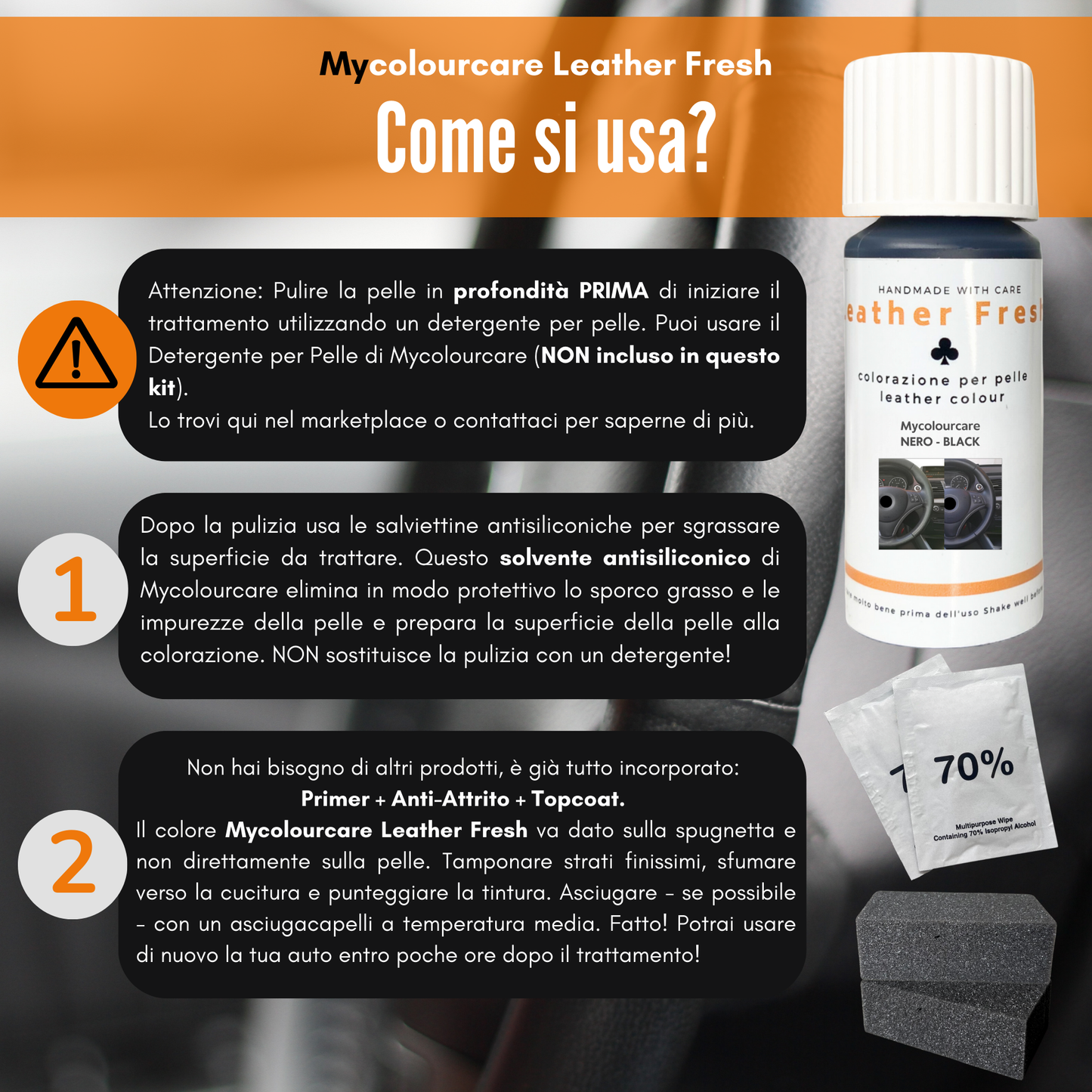 Kit Ritocco Volante Nero - Pelle o Ecopelle