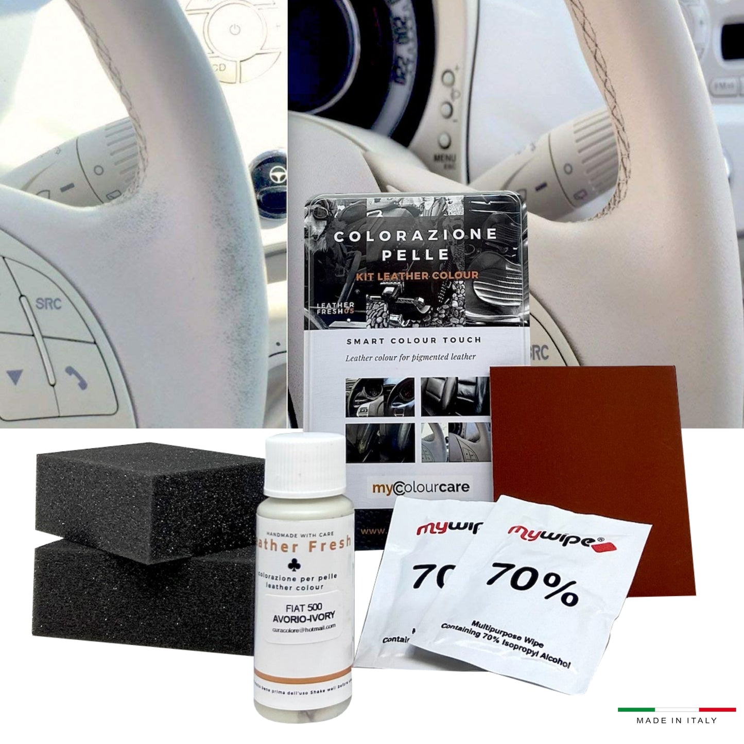 Kit Ritocco Volante Avorio Fiat 500 - Pelle o Ecopelle