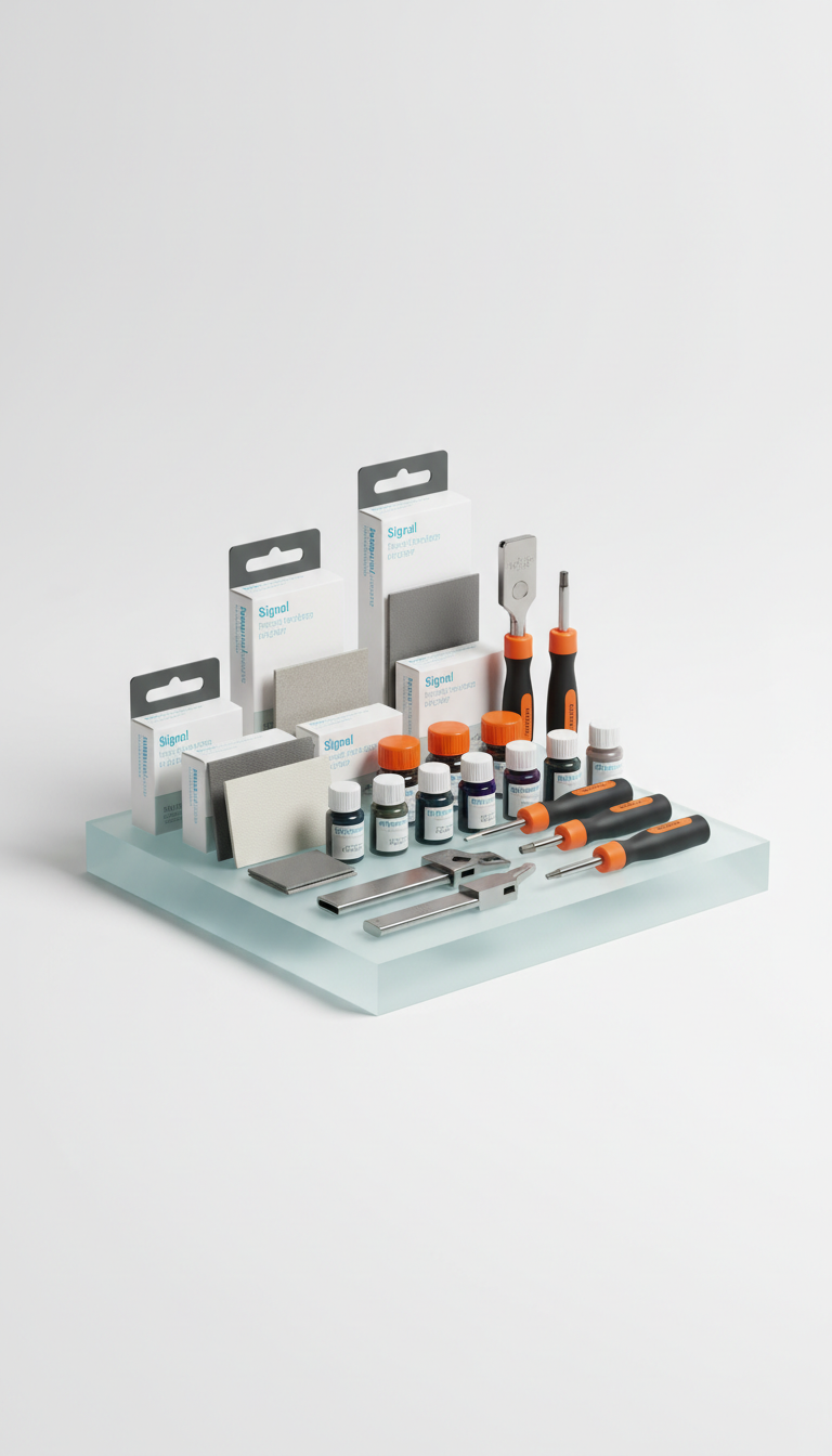 Kit attrezzi con accento arancio signal