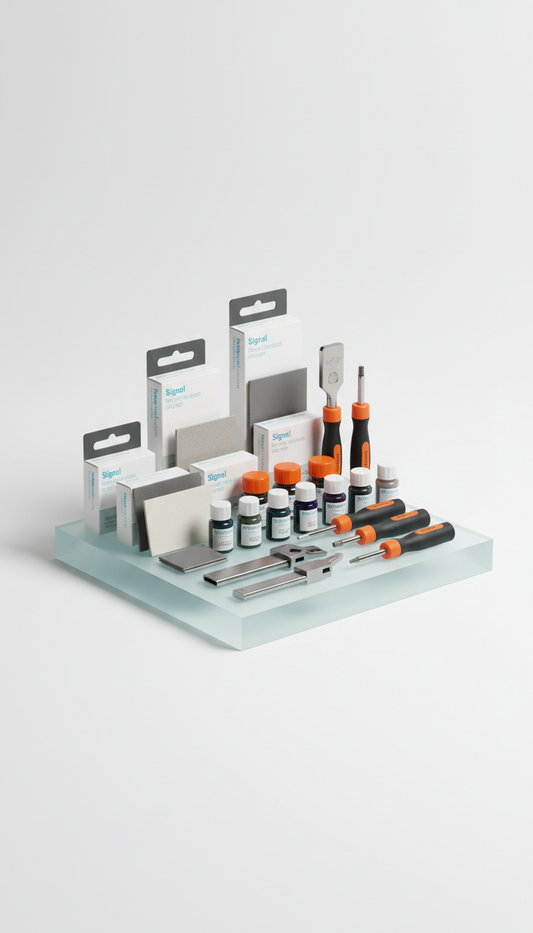 Kit attrezzi con accento arancio signal