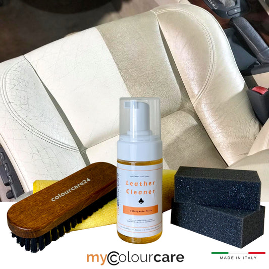 Kit Detergente Restauro Pelle - 130 ml - con Spazzola